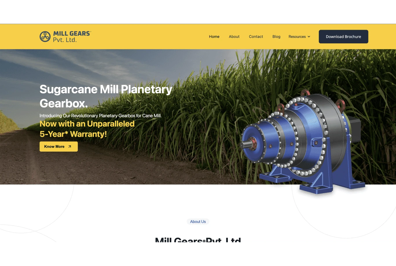 Mill Gears Manufacturing design showcase by Blitz Studio