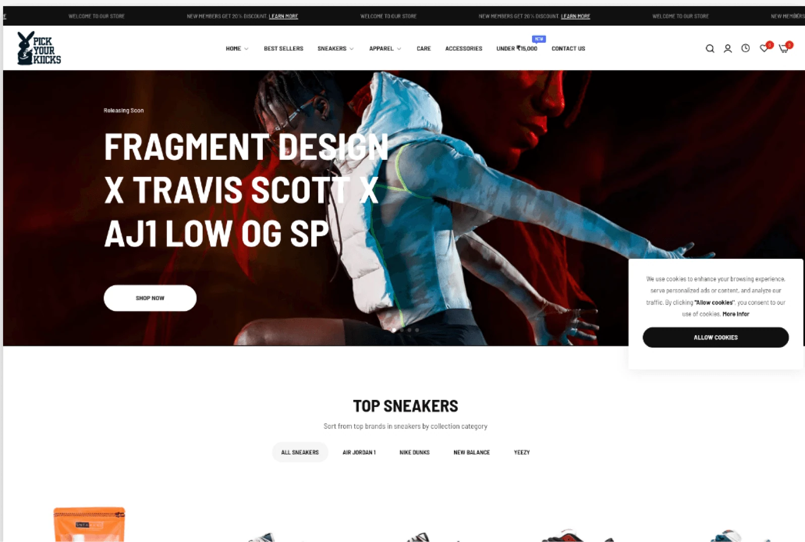 Pick Your Kicks E-commerce design showcase by Blitz Studio