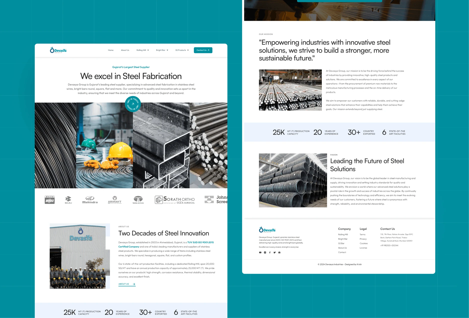 Roraj Industries Steel manufacturing design showcase by Blitz Studio